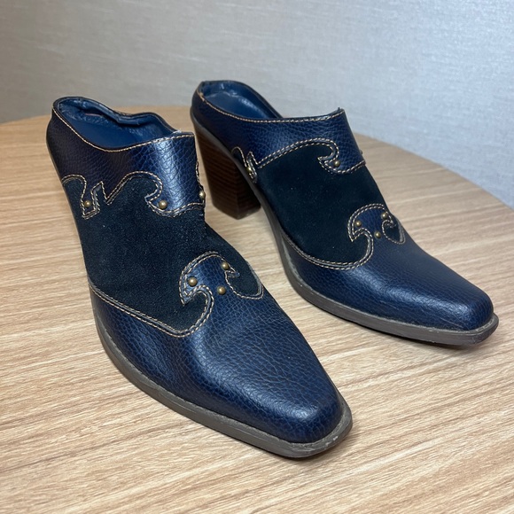 Navy Blue Vintage Western Mules! - Picture 2 of 3